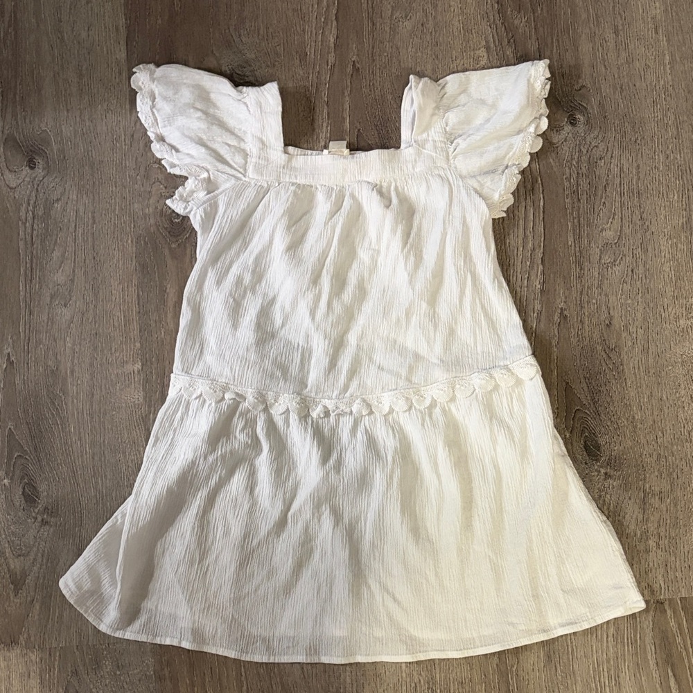 Crewcuts White Flutter Sleeve Girls Dress